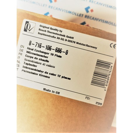 INTERCAMBIADOR DE CALOR 12 PLACA JUNKERS 87161066860